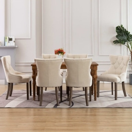 Sillas de comedor 6 unidades de tela beige