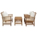Muebles de jardín 4 piezas con cojines madera maciza de acacia