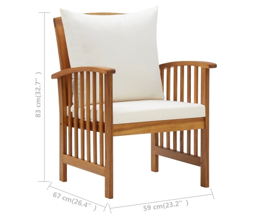Muebles de jardín 4 piezas con cojines madera maciza de acacia