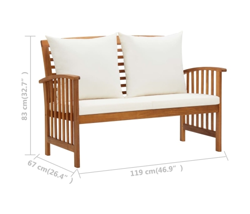 Muebles de jardín 5 piezas con cojines madera maciza de acacia