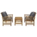 Muebles de jardín 3 piezas con cojines madera maciza de acacia