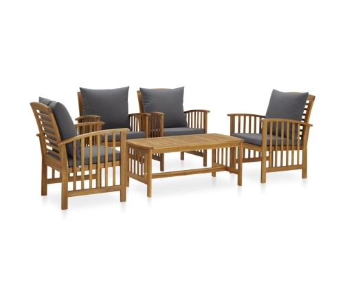 Juego muebles de jardín y cojines 5 piezas madera maciza acacia
