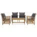Juego muebles de jardín y cojines 5 piezas madera maciza acacia