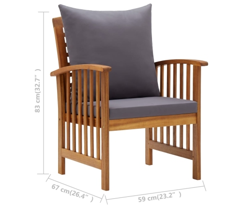 Juego muebles de jardín y cojines 5 piezas madera maciza acacia