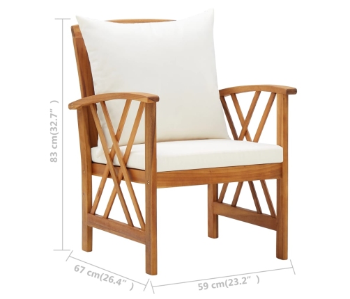 Muebles de jardín 5 piezas con cojines madera maciza de acacia