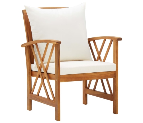 Muebles de jardín 5 piezas con cojines madera maciza de acacia