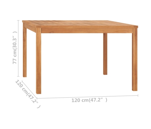 Mesa de comedor para jardín madera maciza de teca 120x120x77 cm