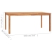 Mesa de comedor de jardín madera maciza de teca 180x90x77 cm