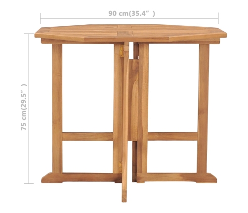 Mesa de comedor plegable para jardín madera de teca 90x90x75 cm