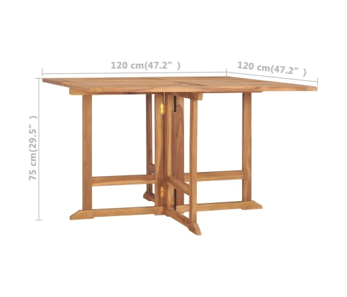 Mesa de comedor plegable para jardín madera teca 120x120x75 cm