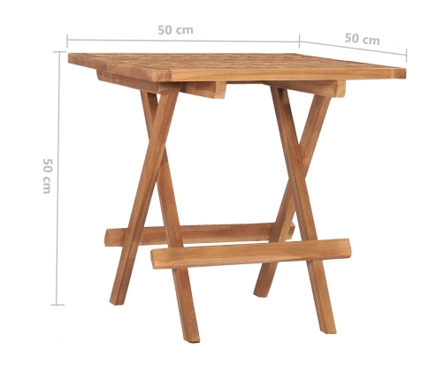 vidaXL Mesa plegable de jardín madera maciza de teca 50x50x50 cm