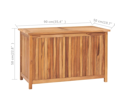 vidaXL Caja de almacenaje de jardín madera maciza de teca 90x50x58 cm