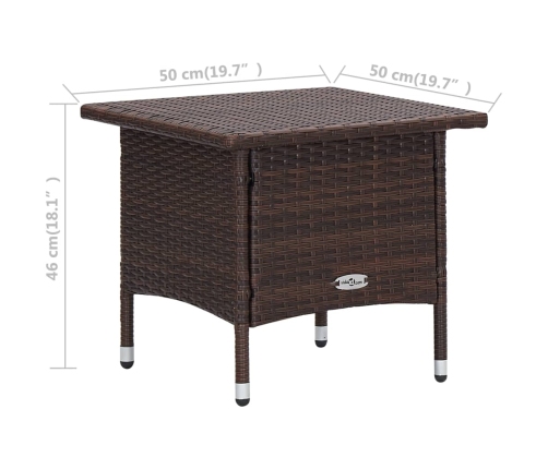 Set muebles de jardín 3 piezas y cojines ratán sintético marrón