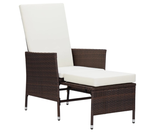 Set muebles de jardín 3 piezas y cojines ratán sintético marrón