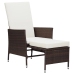 Set muebles de jardín 3 piezas y cojines ratán sintético marrón