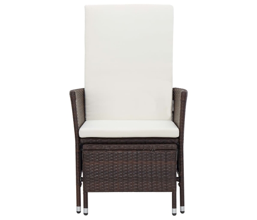 Set muebles de jardín 3 piezas y cojines ratán sintético marrón