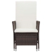 Set muebles de jardín 3 piezas y cojines ratán sintético marrón