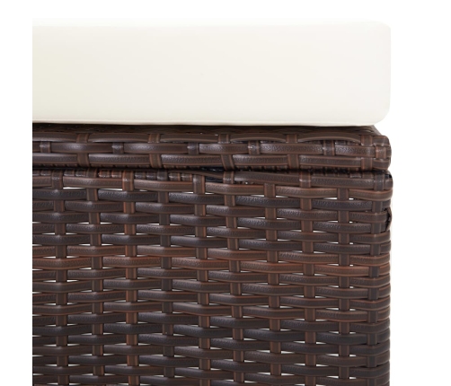 Set muebles de jardín 3 piezas y cojines ratán sintético marrón