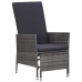 Set de muebles de jardín 3 pzas y cojines ratán sintético gris
