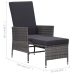 Set de muebles de jardín 3 pzas y cojines ratán sintético gris