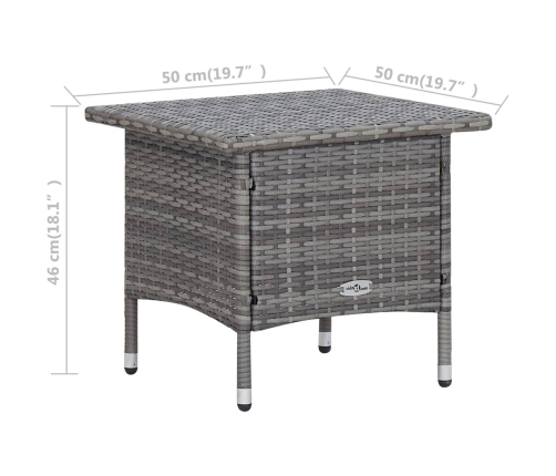 Set de muebles de jardín 3 pzas y cojines ratán sintético gris