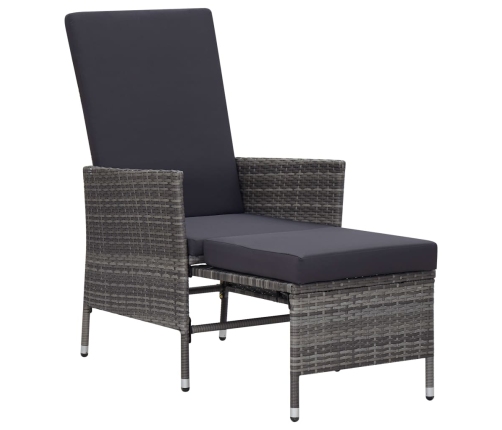Set de muebles de jardín 3 pzas y cojines ratán sintético gris