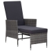 Set de muebles de jardín 3 pzas y cojines ratán sintético gris