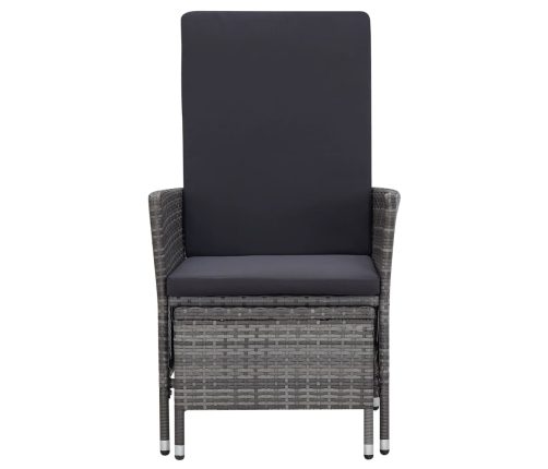 Set de muebles de jardín 3 pzas y cojines ratán sintético gris