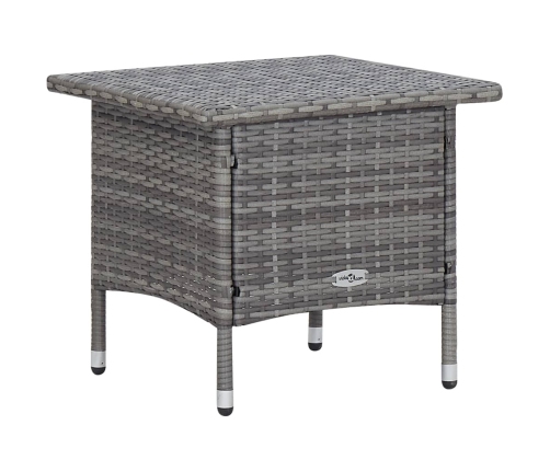Set de muebles de jardín 3 pzas y cojines ratán sintético gris