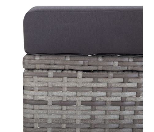 Set de muebles de jardín 3 pzas y cojines ratán sintético gris