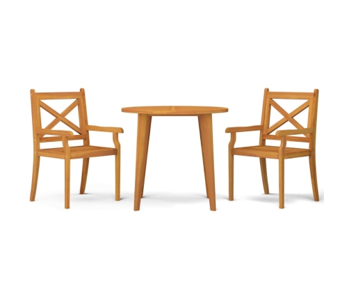 Juego de comedor de jardín 3 piezas madera maciza de acacia