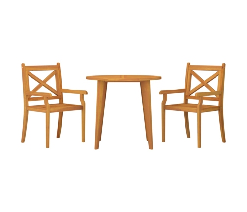 Juego de comedor de jardín 3 piezas madera maciza de acacia
