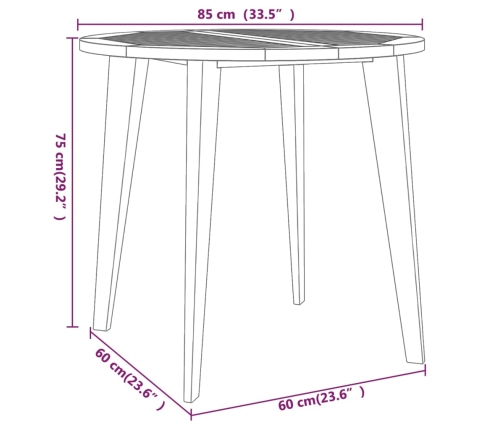 Juego de comedor de jardín 3 piezas madera maciza de acacia