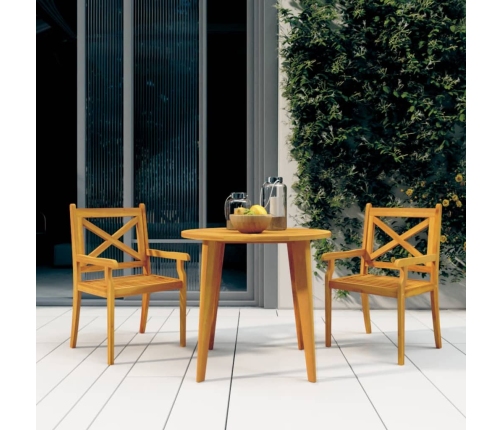 Juego de comedor de jardín 3 piezas madera maciza de acacia