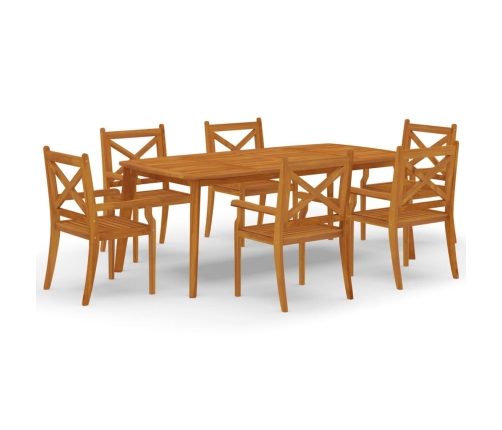 Juego de comedor de jardín 7 piezas madera maciza de acacia