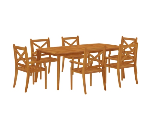 Juego de comedor de jardín 7 piezas madera maciza de acacia