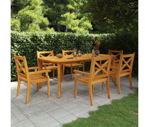 Juego de comedor de jardín 7 piezas madera maciza de acacia