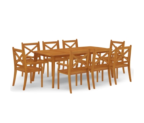 Juego de comedor de jardín 9 piezas madera maciza de acacia