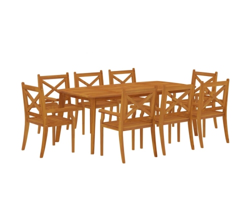 Juego de comedor de jardín 9 piezas madera maciza de acacia