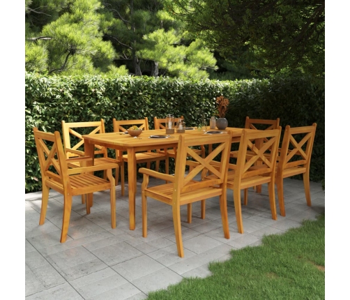 Juego de comedor de jardín 9 piezas madera maciza de acacia