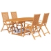 Juego de comedor de jardín 5 piezas madera maciza de acacia