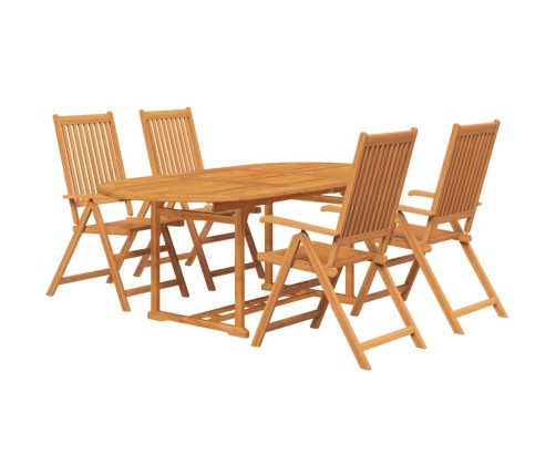 Juego de comedor de jardín 5 piezas madera maciza de acacia