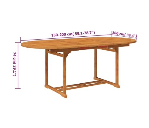Juego de comedor de jardín 5 piezas madera maciza de acacia