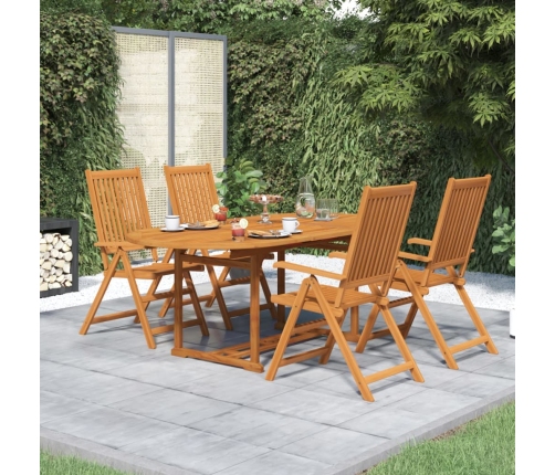 Juego de comedor de jardín 5 piezas madera maciza de acacia