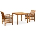 Set comedor de jardín 3 pzas y cojines madera maciza de acacia