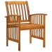 Set comedor de jardín 3 pzas y cojines madera maciza de acacia
