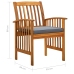 Set comedor de jardín 3 pzas y cojines madera maciza de acacia