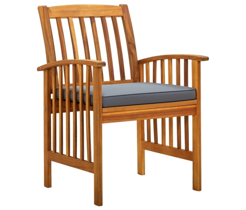 Set comedor de jardín 3 pzas y cojines madera maciza de acacia