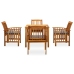 Set comedor de jardín 5 pzas y cojines madera maciza de acacia