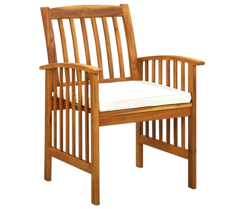 Set comedor de jardín 5 pzas y cojines madera maciza de acacia